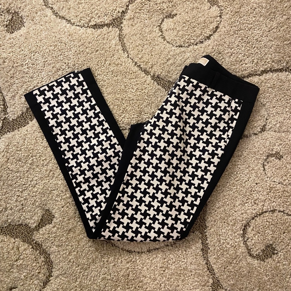 Michael Kors slim straight houndstooth pants